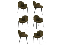 Sillas De Comedor Goeurvant 1235(pack De 6, Marrón Tudor, Bouclé)
