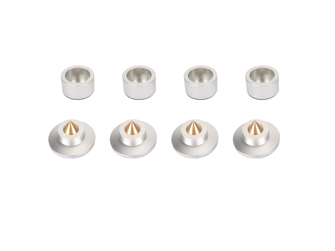 4 Soportes Aislantes Para Altavoces Hi-fi Con Absorción De Impactos Y Puntas Antivibración - Plateados
