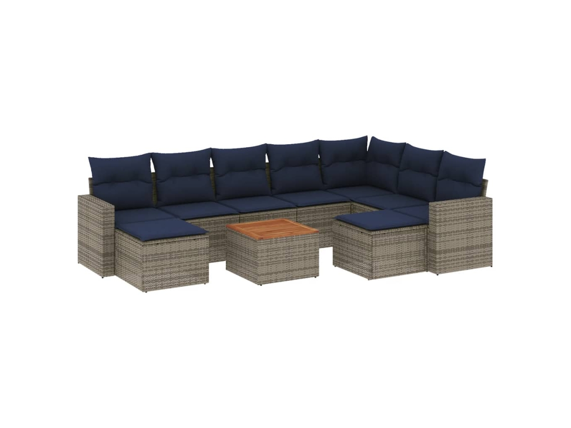 Maison Exclusive - Conjunto De Sofá De Jardín De 10 Piezas Con Cojines, Poliratán Gris
