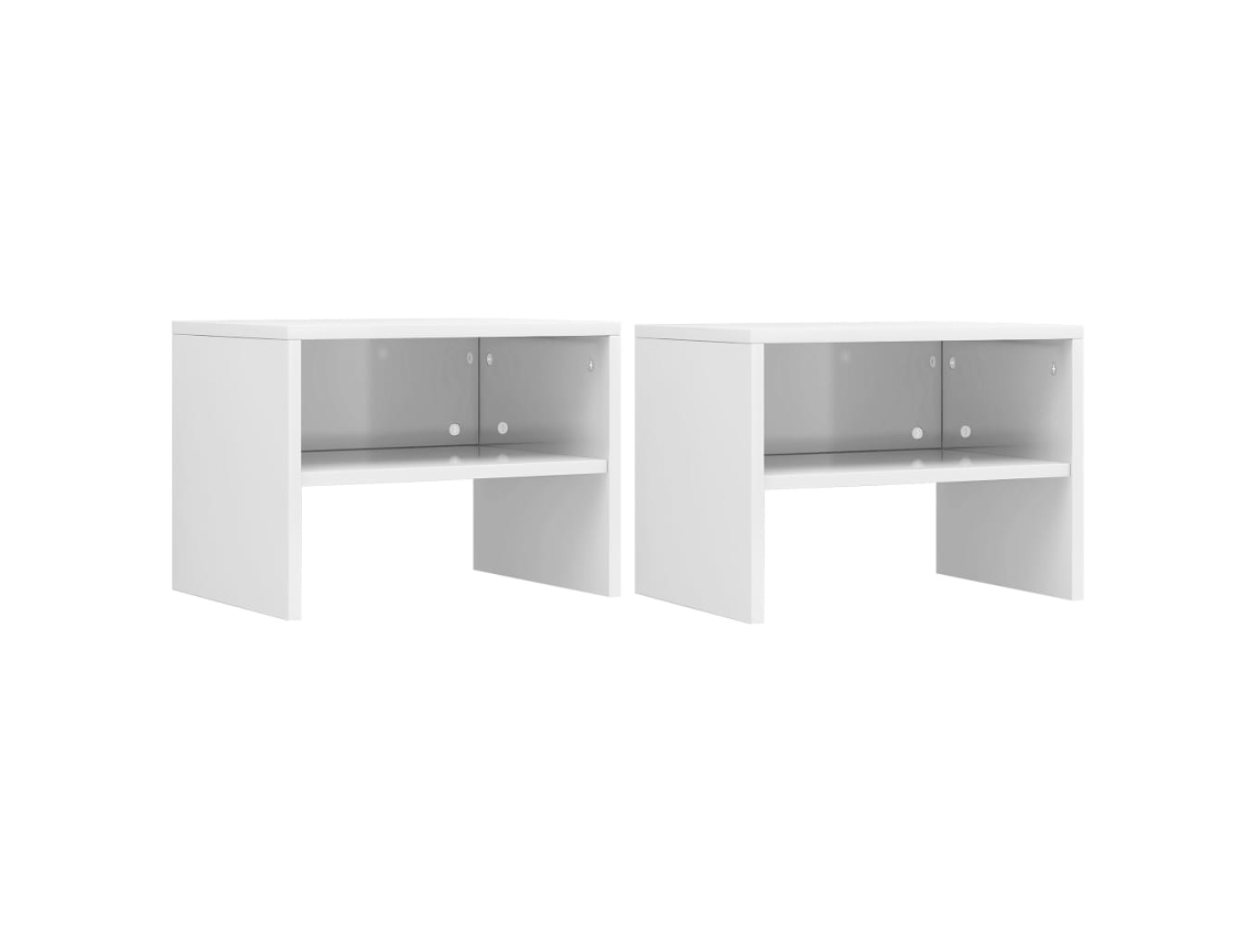 Mesitas de Noche 2 Pzs 40X30X30Cm Aglomerado Blanco Brillante