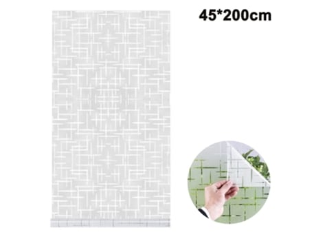 Película para ventana de 45X200 cm autoadhesiva de privacidad opaca esmerilada sin pegamento pegatina estática para ventana (patrón cruzado 3D) ZMD...