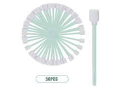 Paquete de 50 hisopos de espuma antiestáticos para limpiar impresoras, discos y lentes. Luz dorada.
