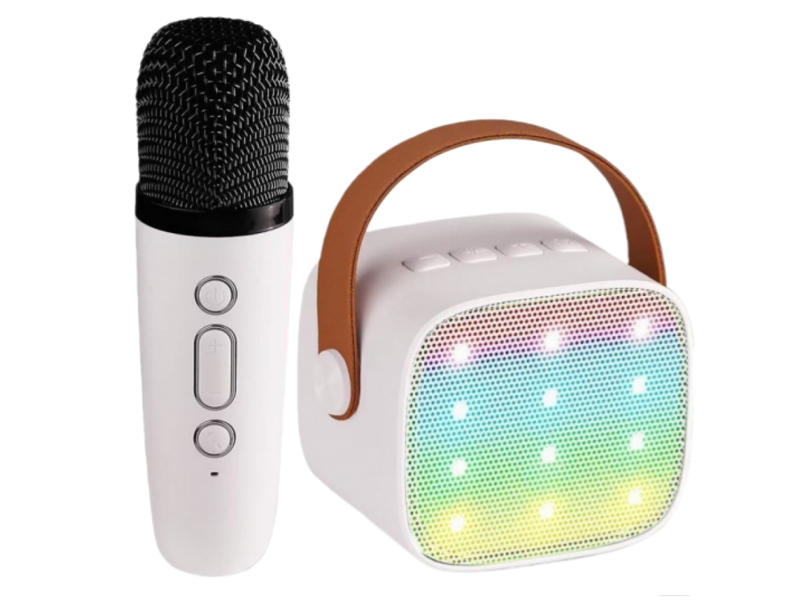 Máquina de karaoke portátil SSTRWGOOD para niños con micrófono inalámbrico en blanco