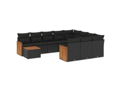 Maison Exclusive - Set De Sofás De Jardín 11 Pzas Y Cojines Ratán Sintético Negro