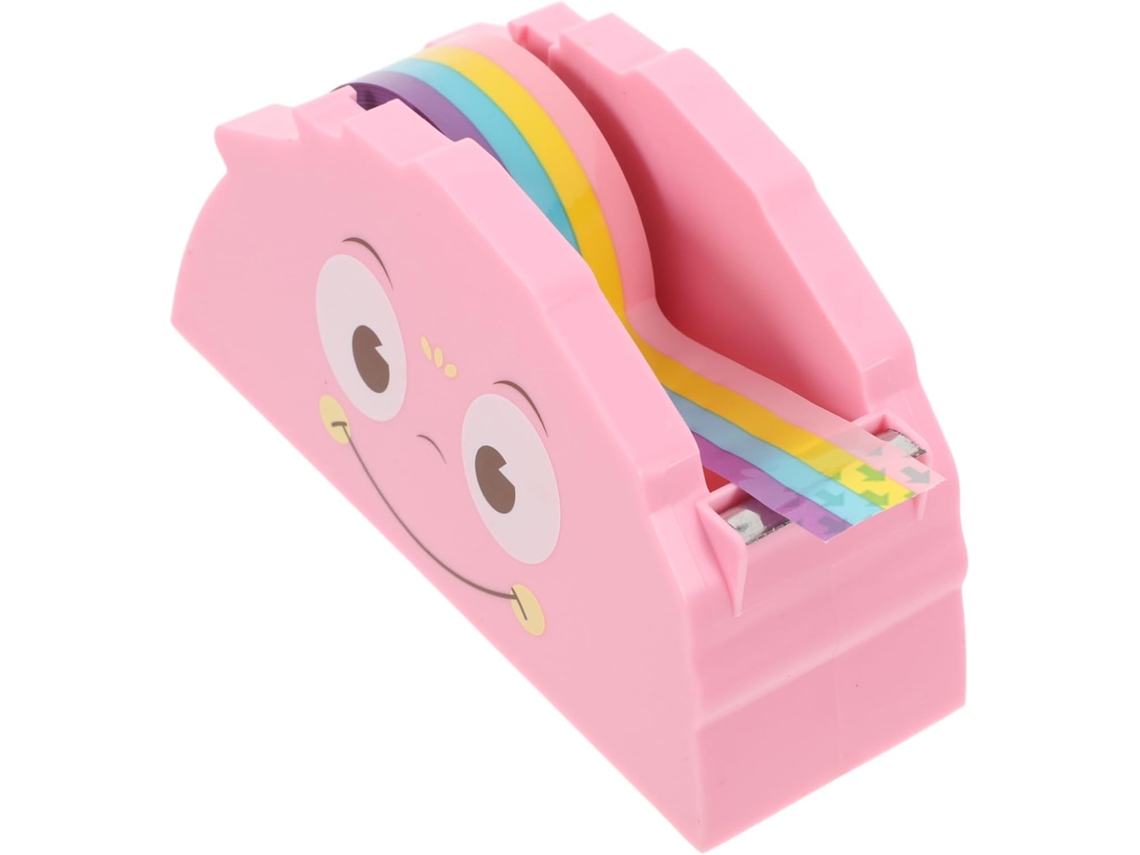 Adorable dispensador de cinta adhesiva con forma de monstruo, perfecto para un escritorio y práctico para guardar material escolar.