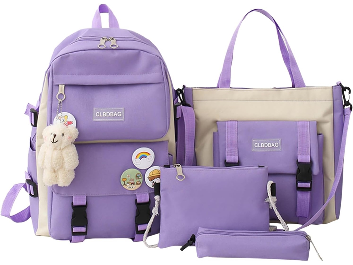 Juego De Bolsos | Conjunto De 4 Lindas Mochilas, Bolsos Escolares, Bolsos De Mano Y Estuches