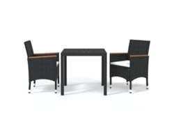 Conjunto 3 muebles jardín VIDAXL con cojines ratán sintético negro