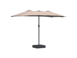 Sombrilla de jardín de poliéster marrón grisáceo 385x209x244 cm MAISON EXCLUSIVE