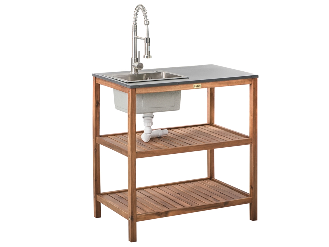 Cocina de jardín Beliani Brucoli en madera de acacia marrón 80x50x83