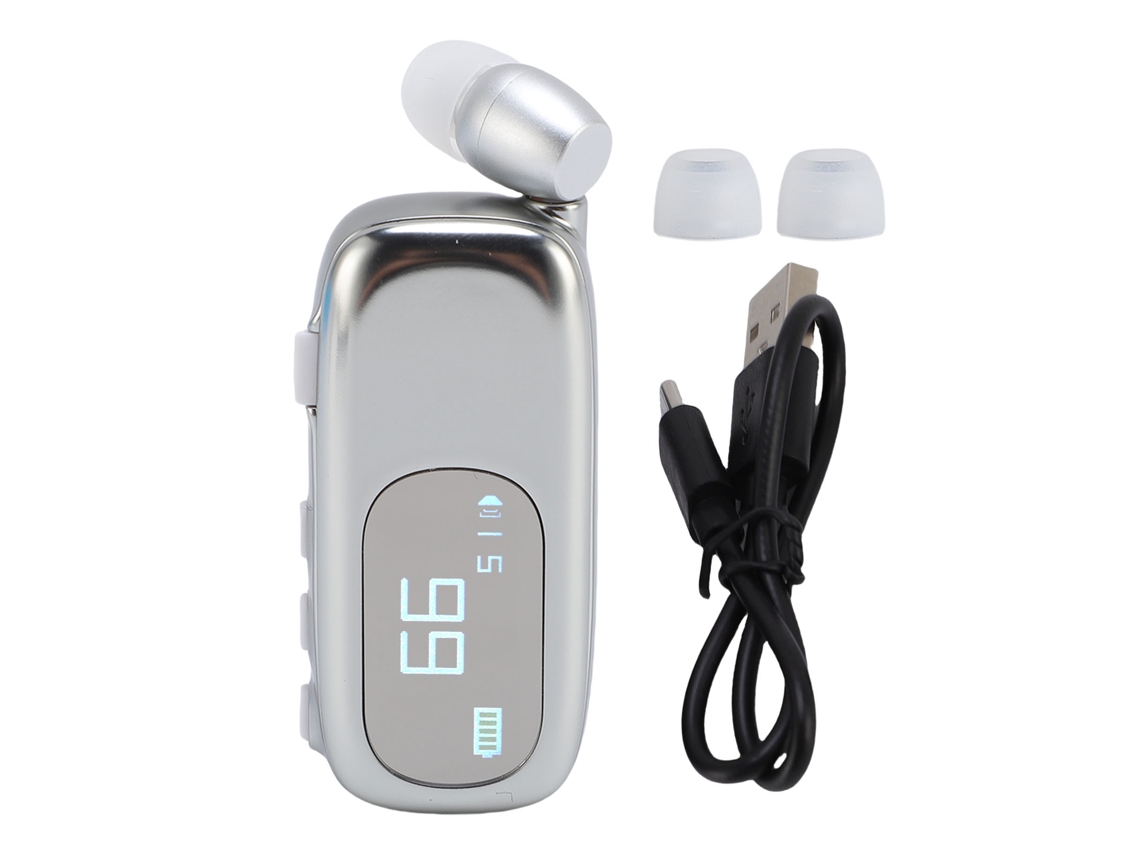 Auriculares Bluetooth De Clip Para Negocios Con Cable Retráctil Y Larga Duración De Batería