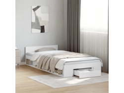 Cama Con Cajón Madera De Ingeniería Blanca 75x190 Cm