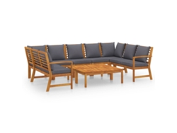 Maison Exclusive - Muebles De Jardín 9 Pzas Cojines Crema Madera Maciza De Acacia
