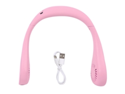 Ventilador portátil rosa recargable por USB con auriculares