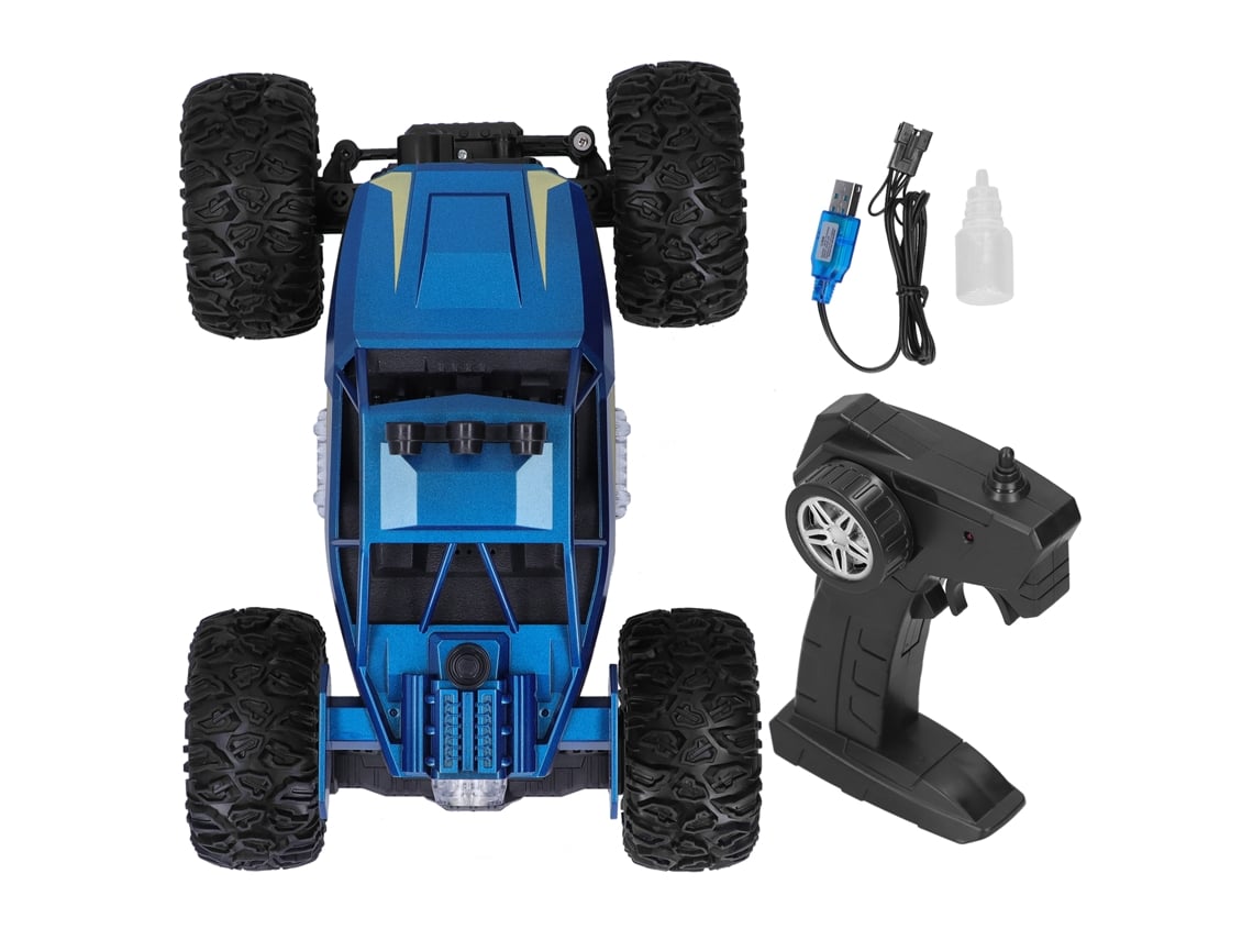 Ats-coche De Control Remoto 2.4g Simulación Electrónica Con Luz Led Y Spray Juguete Para Niños Azul