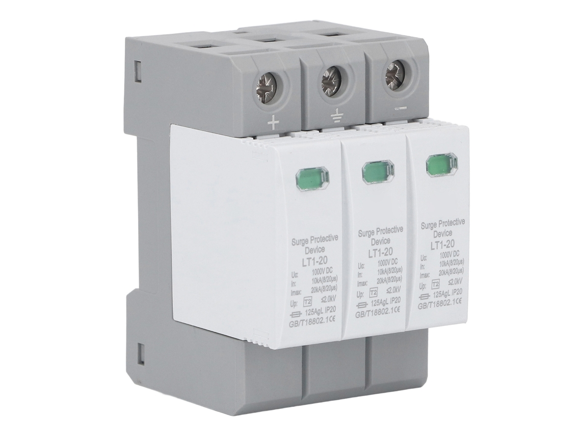 Protector Contra Sobretensiones Ignífugo De 1000 V Cc Y 3 Polos Para Protección Contra Rayos Y Sobretensiones.