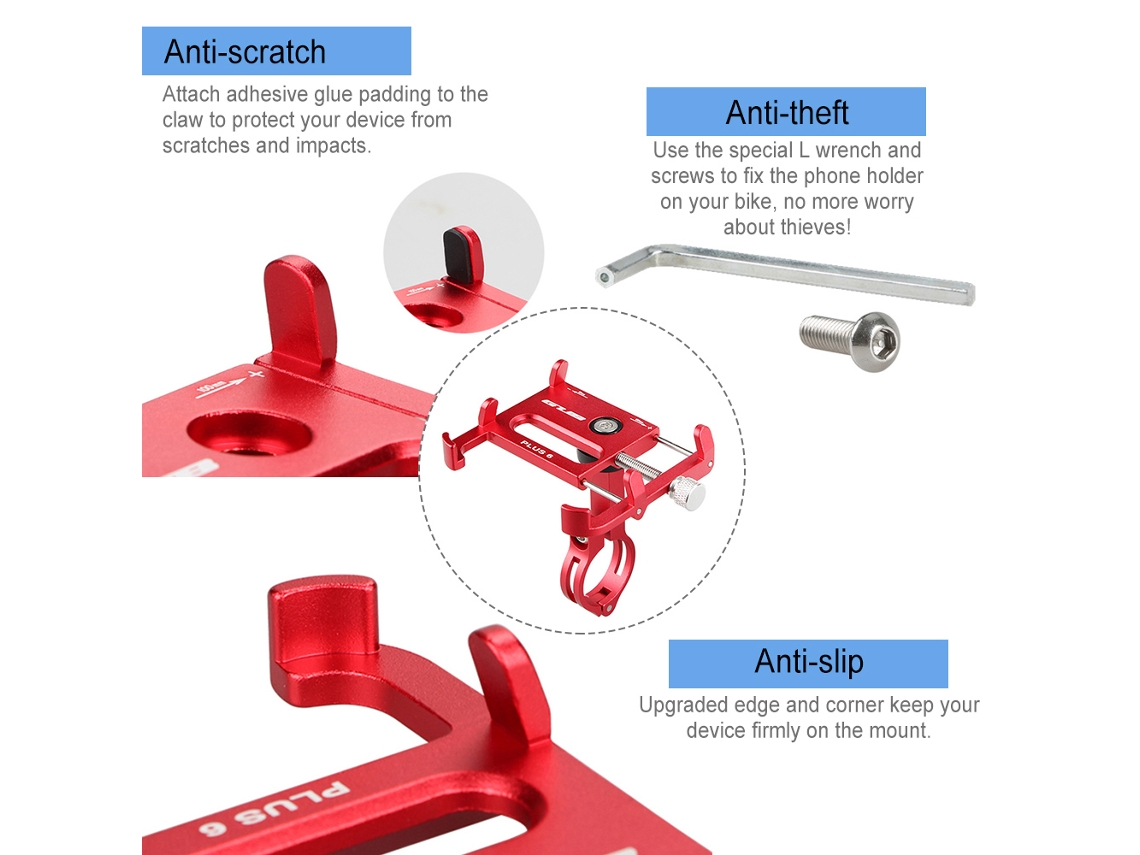 Soporte Para Teléfono Móvil De Bicicleta Gub De Aluminio, Giratorio 360° Y Ajustable, Para Manillar Con Barra Transversal.