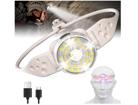 Faro LED recargable, luz de frente impermeable para exteriores, 5 modos de luz con bombillas azules y rojas, faro COB ajustable de 45 grados (blanc...