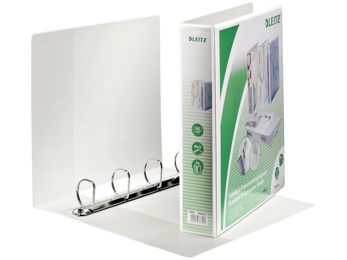 Carpeta de Presentación LEITZ Ancho Extra A4 Blanca 4 Anillos en D