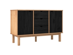 Vidaxl Aparador Otta Negro 113,5 X 43 X 73 Cm Madera De Pino Maciza