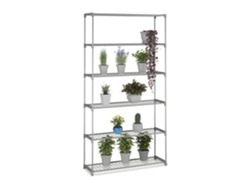 Estantería Para Flores Relaxdays, Hxbxt: 174 X 91 X 28 Cm, 6 Estantes, Metal Y Plástico, Gris