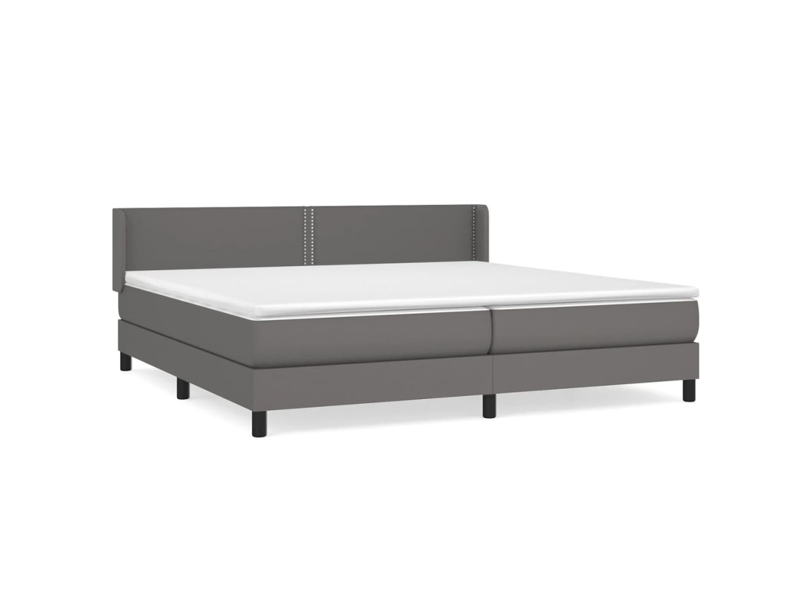 Maison Exclusive - Cama Box Spring Con Colchón Cuero Sintético Gris 200x200 Cm