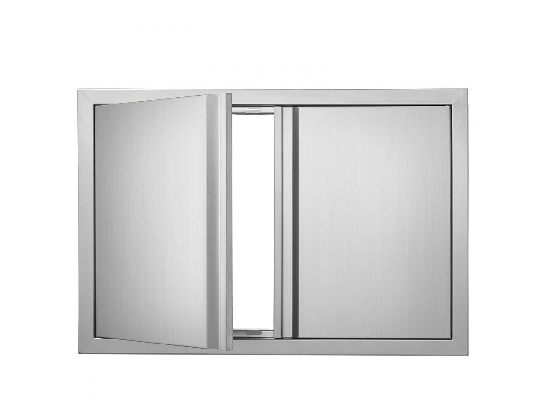 Puerta de acero inoxidable para cocina exterior de 774 x 532 mm con tiradores ocultos Tekmaquinas