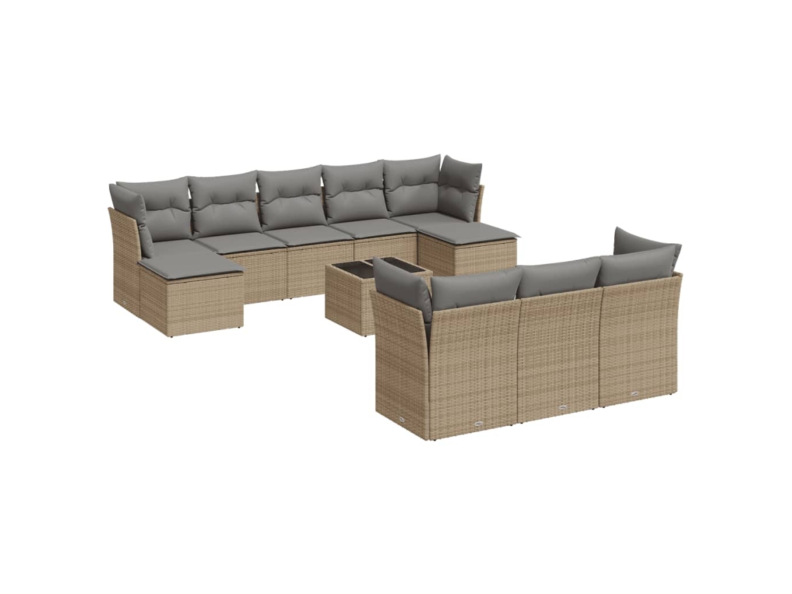 Maison Exclusive - Set De Sofás De Jardín 11pzas Con Cojines Ratán Sintético Beige