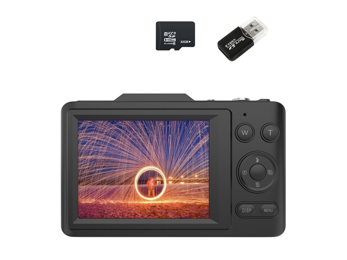 Cámara compacta para estudiantes SZSMART H16 4K hd 48MP 16x zoom antivibración 2.8 tarjeta de memoria 32G - negro
