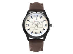 Reloj De Pulsera Para Hombre De Cuero Pu Analógico Cuadro Redondo De Cuarzo (marrón Oscuro)