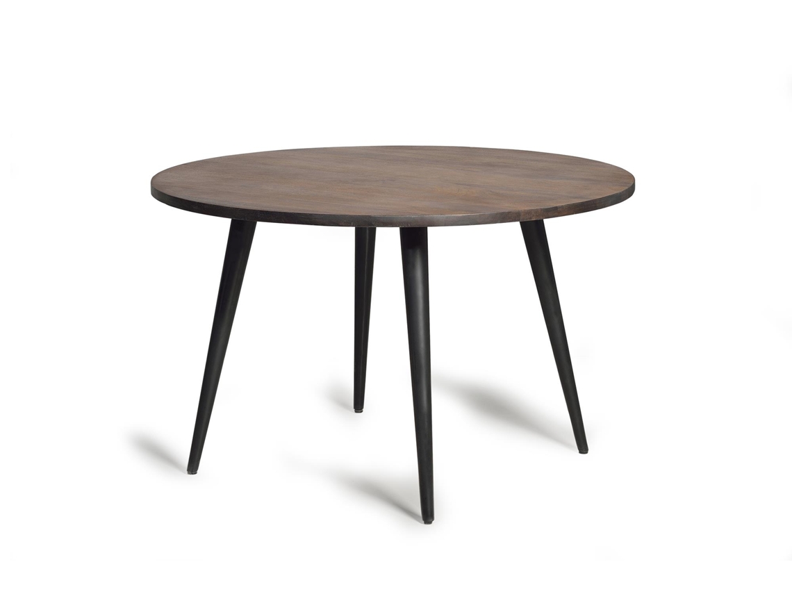 Mesa comedor en madera acacia natural y patas de metal negro Marrón.GINER Y COLOMER 75x120x120