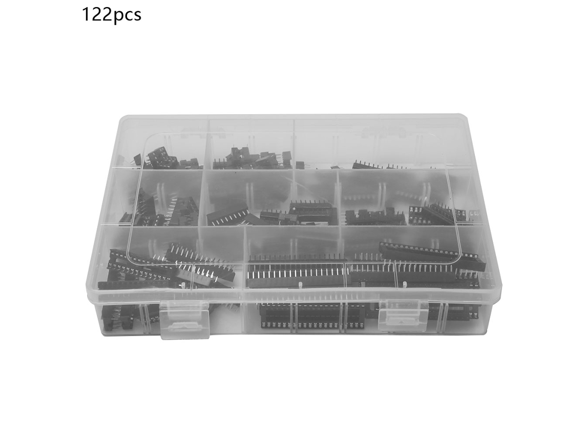 Omni-adaptador De Socket Ic 2.54mm, 122 Piezas, Dip-8 6 14 16 18 24 28 40 Pines, Conector Electrónico