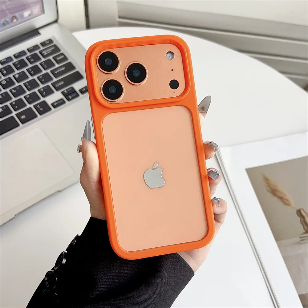 (iphone 17 Pro Max, Naranja) Funda Transparente Para Iphone, Protección A Prueba De Golpes.