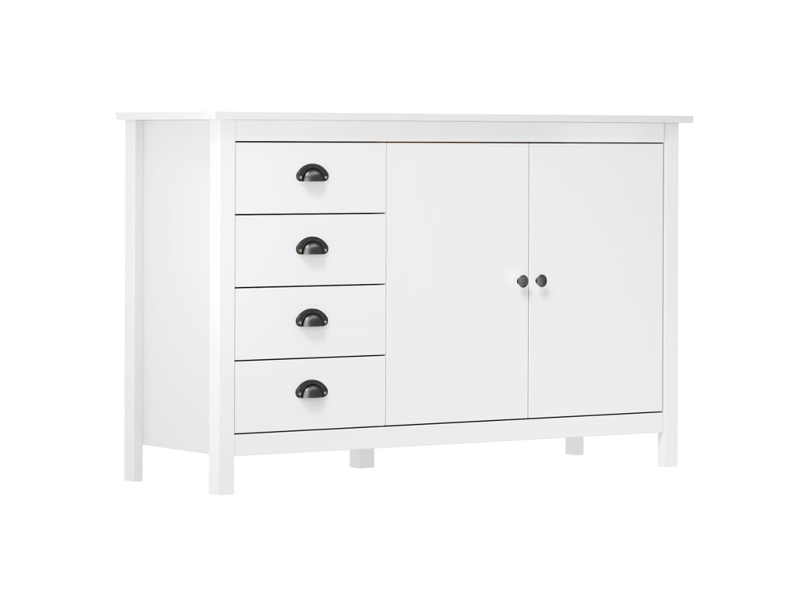Mesita De Noche Hill Madera Maciza De Pino Blanco 130x40x80 Cm