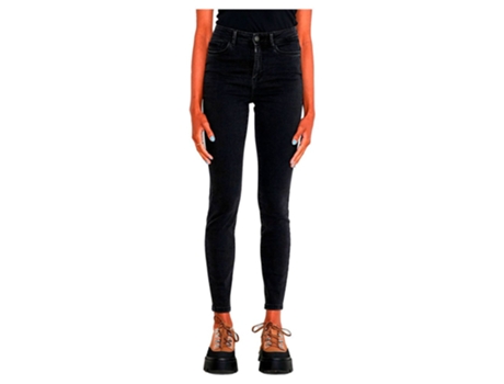 Calça NOISY MAY Jeans Cintura Alta Agnes Ankle Vi125bw Preto 25 / 32 Mulher