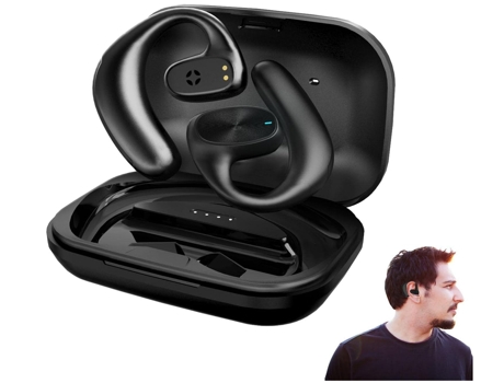 Auriculares inalámbricos de conducción de aire, auriculares deportivos para correr con estuche de carga inalámbrico para hombres y mujeres (negro) ...