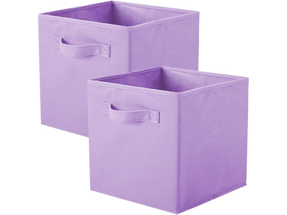 Caja de almacenamiento, 2 cajas plegables en forma de cubo morado