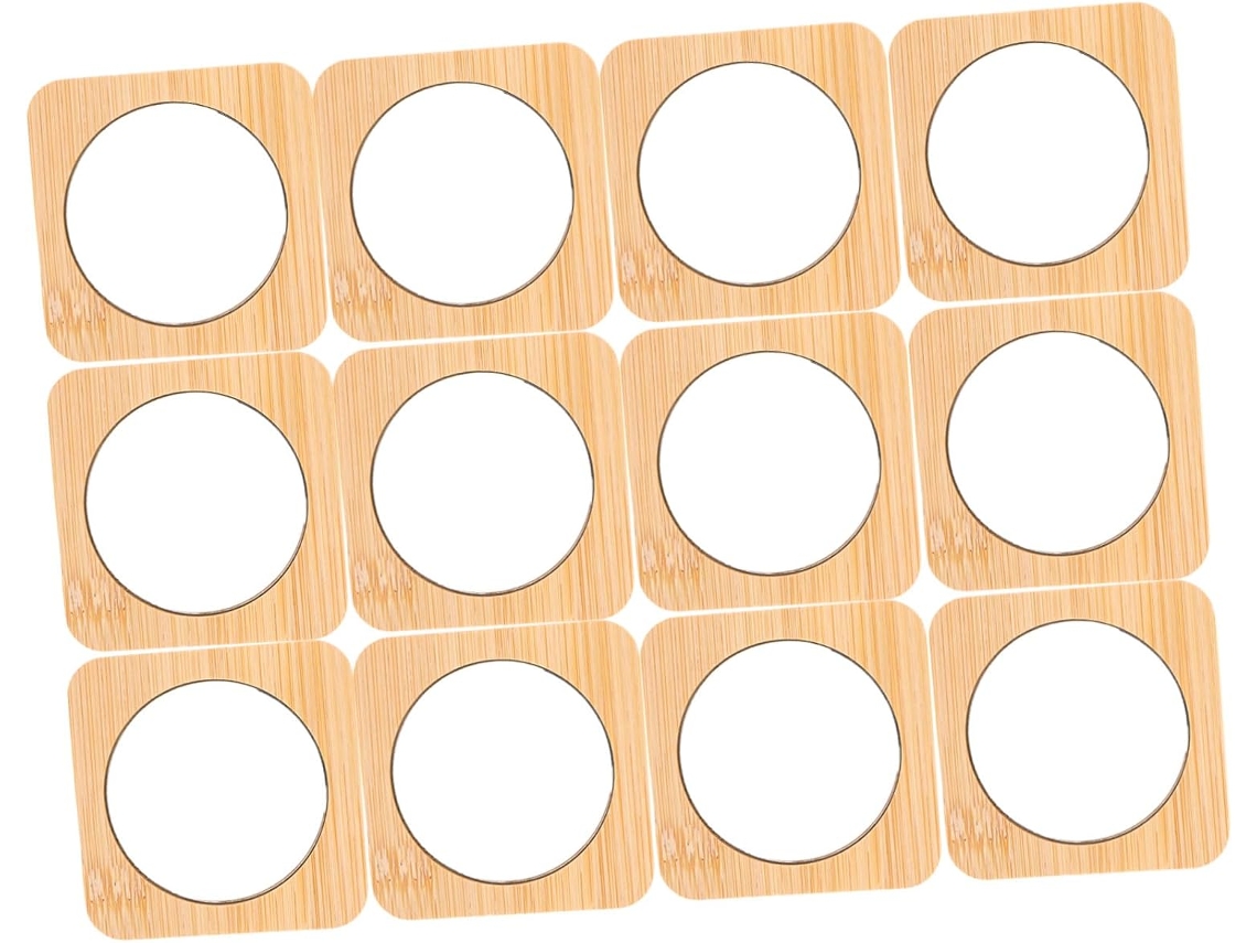 12pièces Petit Miroir De Maquillage Bois De Poche Compacto Para Viajes Y Retouches