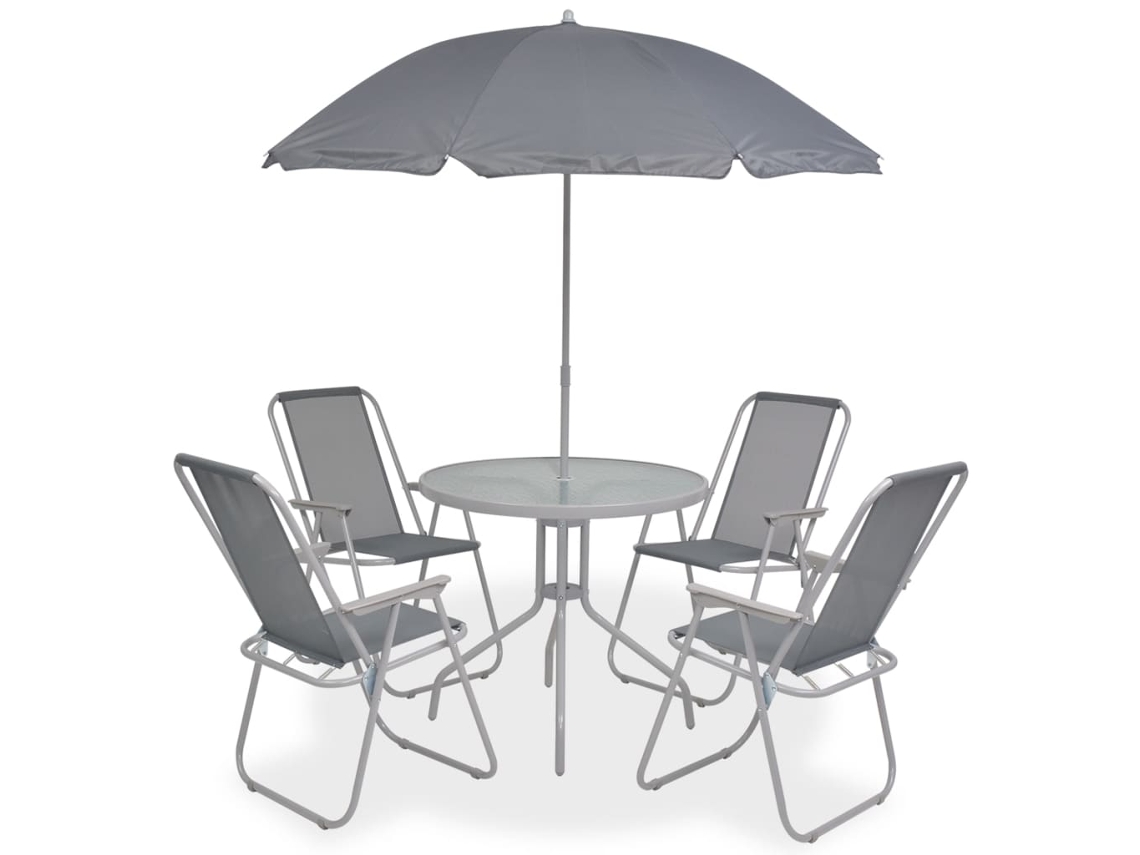 Juego de comedor de jardín de 6 piezas en textileno gris Dkd Home Decor