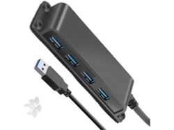Cable Divisor Con Base Adhesiva Heartbond Usb Para Montaje En Pared, Versión Central, 4 Puertos, Rapid, 5 Gbps