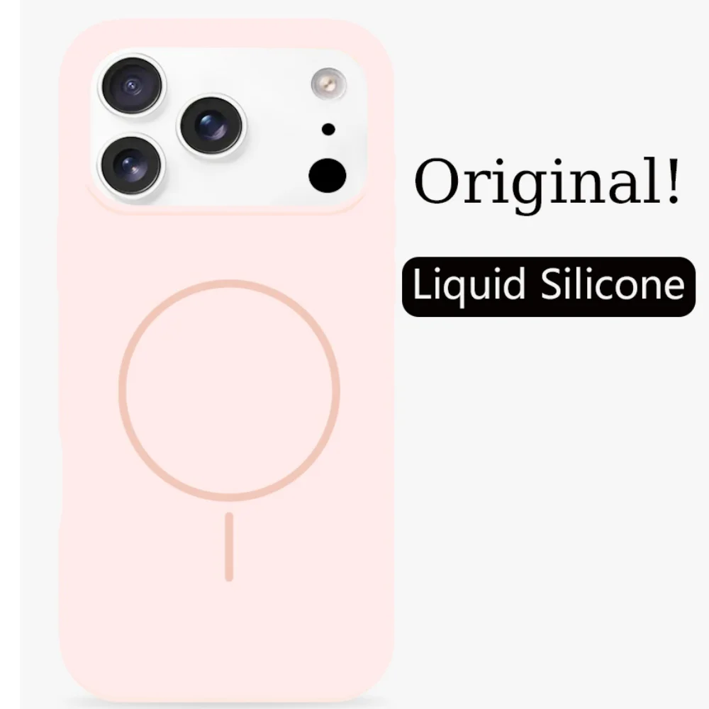 (rosa, Iphone 17) Funda Protectora De Silicona Líquida De Alta Calidad, Suave Al Tacto, Compatible Con Carga Inalámbrica Magnética.