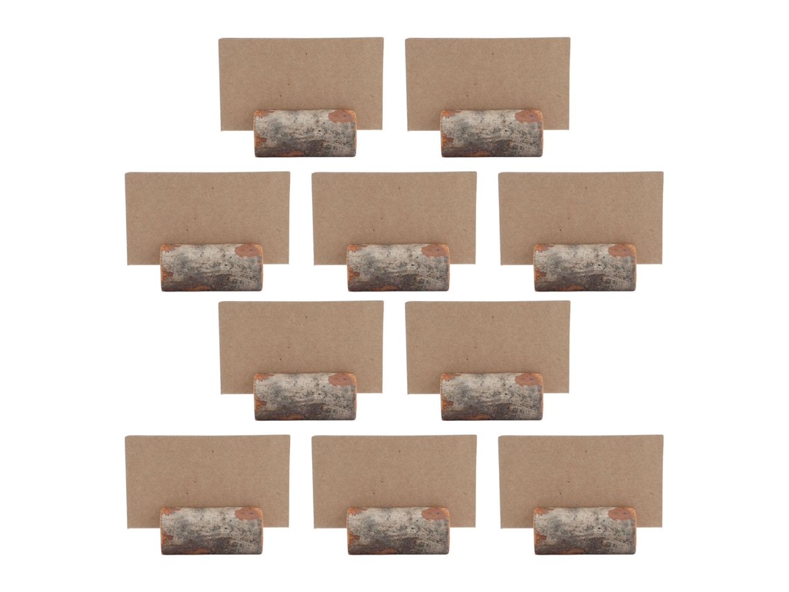 10 Portanotas Circulares Decorativos De Madera Con Tarjetas De Papel Kraft Para Bodas Y Hogar.