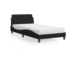 Cama Con Colchón Tela Negro 100x200 Cm