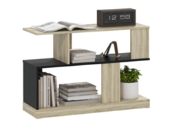 Mesita Auxiliar En Forma De S, Mesita De Noche Con 3 Estantes De Almacenamiento, 90 X 30 X 61 Cm, Efecto Madera Negra Natural.