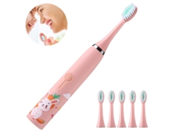 Cabezal De Cepillo De Dientes Infantil Recargable, 4 Modos Con Función De Memoria, Resistencia Al Agua Ipx7, 6 Unidades, Rosa*