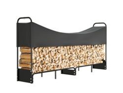 Almacén Exteriorcobertizo Para Leña,cubierta Impermeable, Tejido Oxford 600d, Capacidad De Carga 300 Kg, 260 X 38 X 118 Cm, Negro.