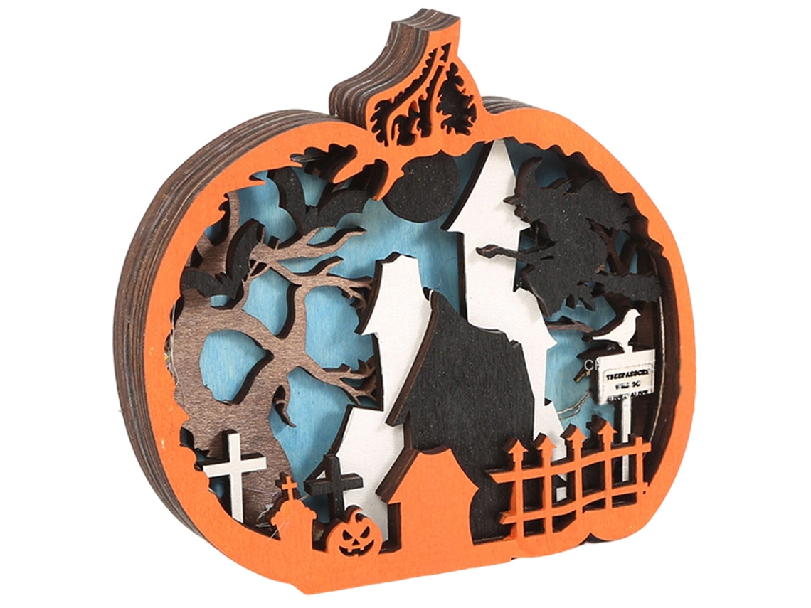Decoración de madera de Halloween, luz LED de calabaza para pared NEVEANCE
