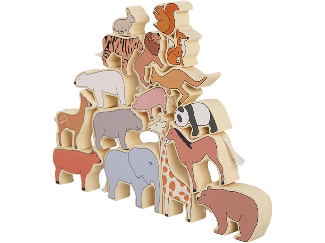 Bloques De Construcción De Madera Con Forma De Animales, Juguetes De Aprendizaje Temprano Para Bebés
