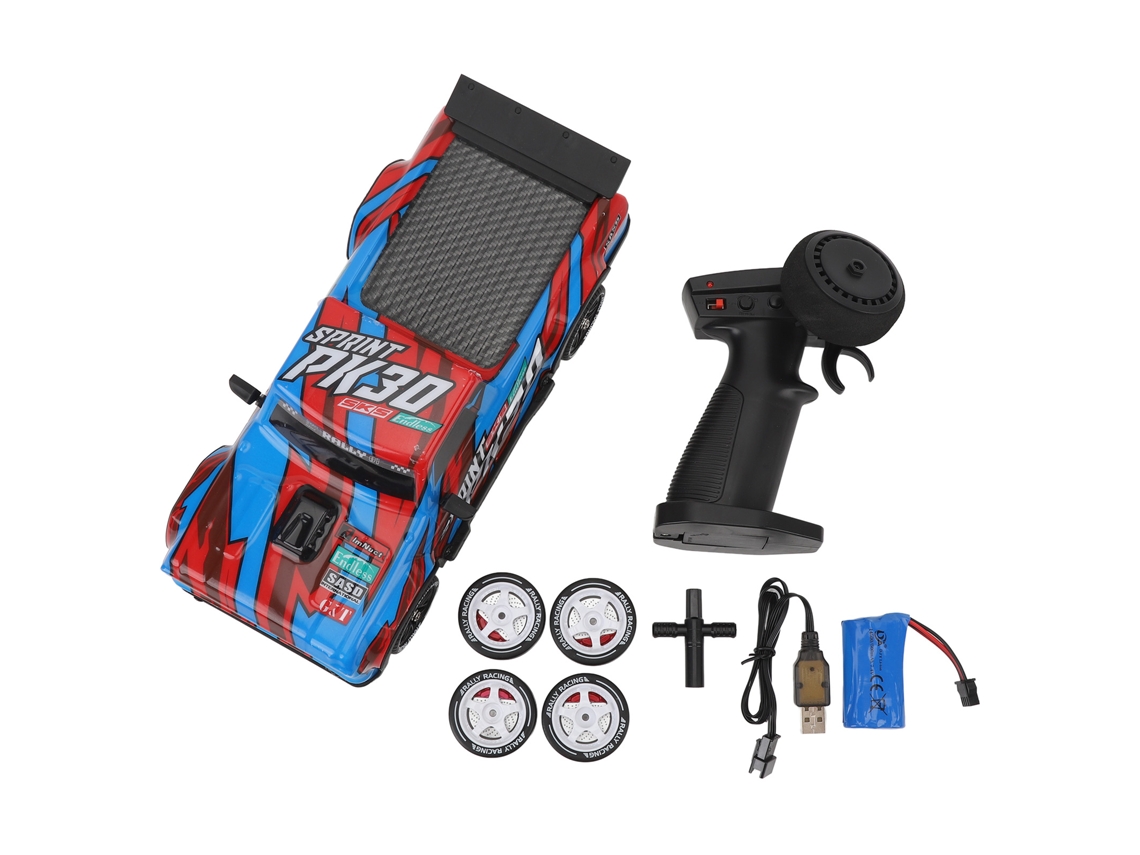 Coche Rc Drift 2.4ghz 4wd 10km/h Luces Led Control Remoto Para Adultos Y Niños Rojo Azul 1/16