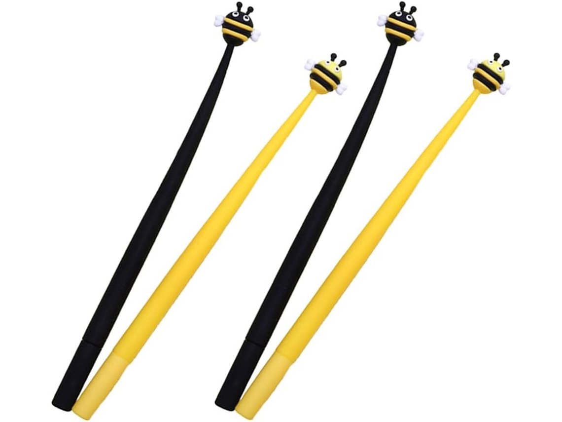 Bolígrafos De Tinta De Gel De Silicona Negra, Con Forma De Abeja, Paquete De 4, Tinta Suave Y Resistente Al Agua.