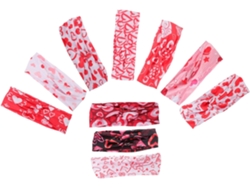 Juego de 10 diademas deportivas con estampado de corazones, accesorios cómodos para yoga y fitness.